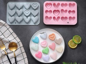 Molde silicona 12 corazones diferentes